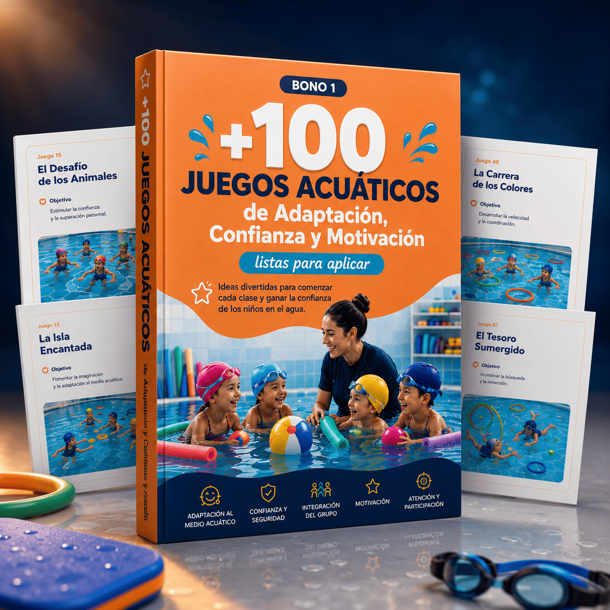 Bono 1 - +100 Juegos Acuáticos de Adaptación, Confianza y Motivación