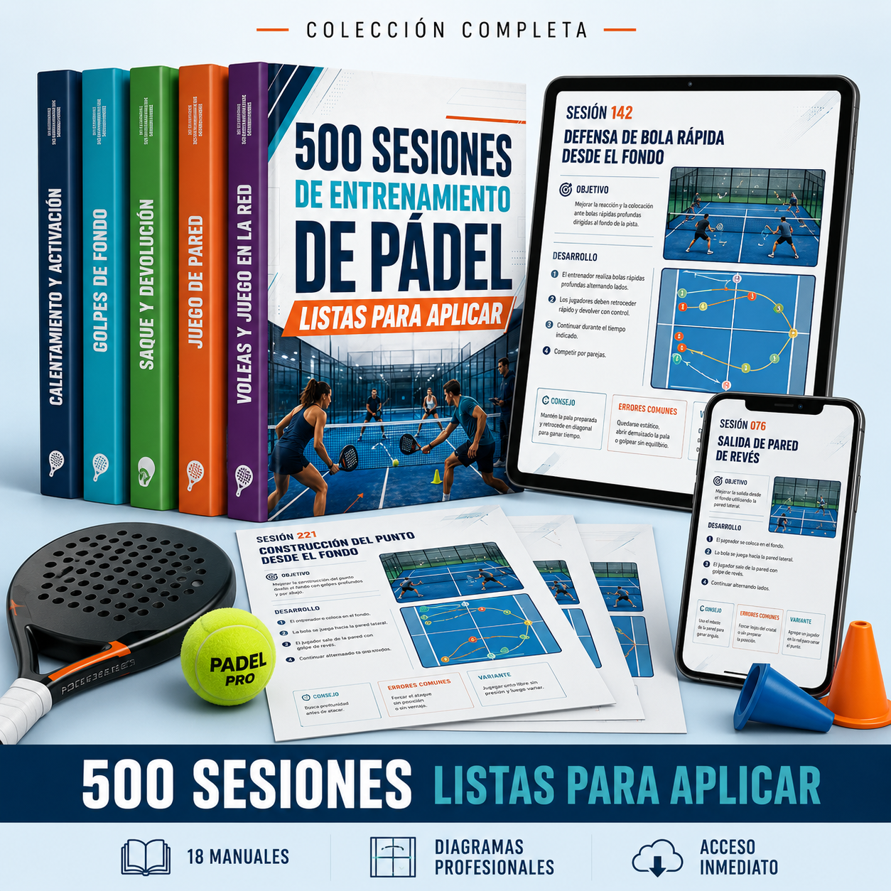Mockup del producto 500 Sesiones de Entrenamiento de Pádel